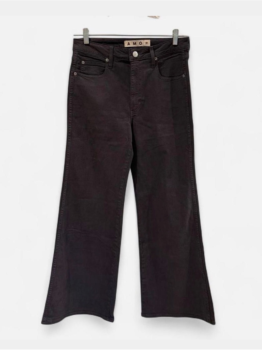 AMO Wide-Leg High-Rise Flare Jeans in Black